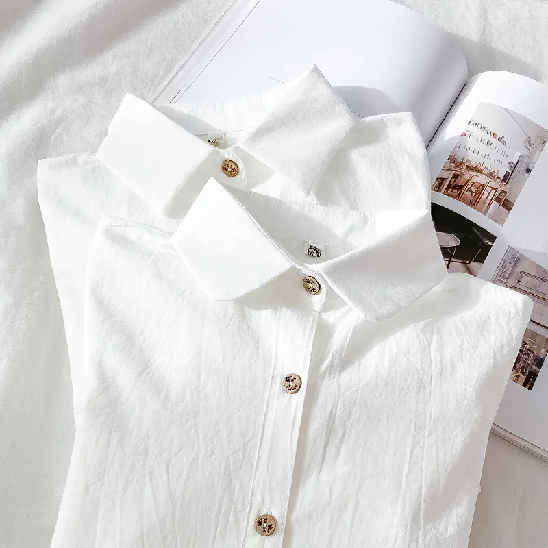 

2021 White Long-sleeved Business Shirt Women's Design Sense Niche French Top Western Style Chic Hong Kong Style Jum