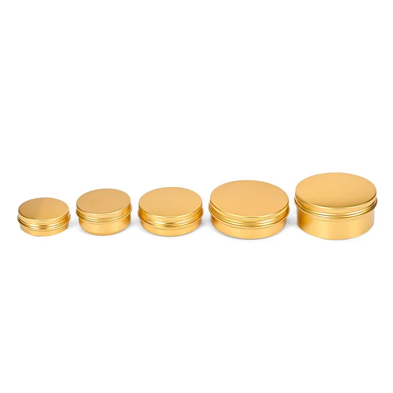 50 шт., 50 г, 60 г, 100 г, 150 г, пустой золотой алюминиевый контейнер, косметическая крем-мазь, твердая парфюмерная металлическая банка, чайник, бутылка для свечей