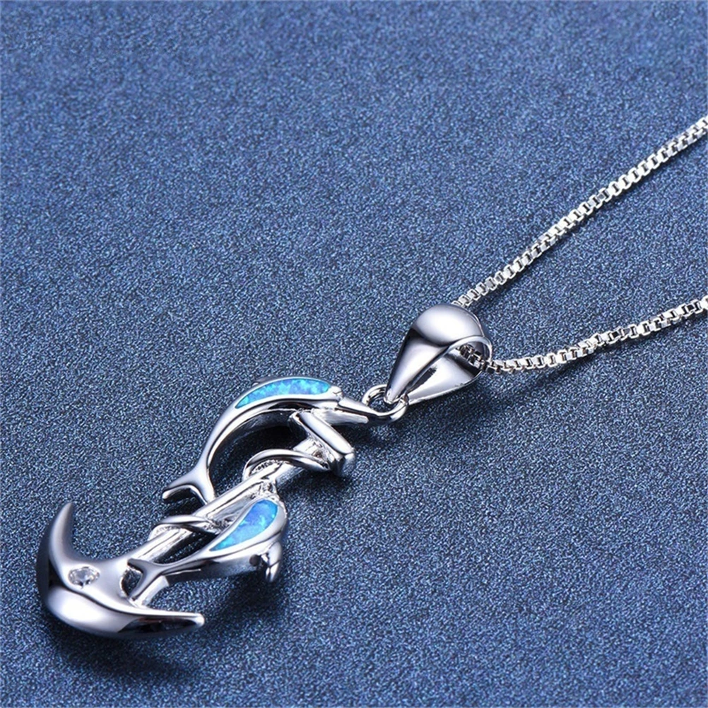 

Fashion Trend Gorgeous Opal Dolphin Animal Necklace Female Romantic Valentine's Day Gift Jewelry Jewelry Wholesale
