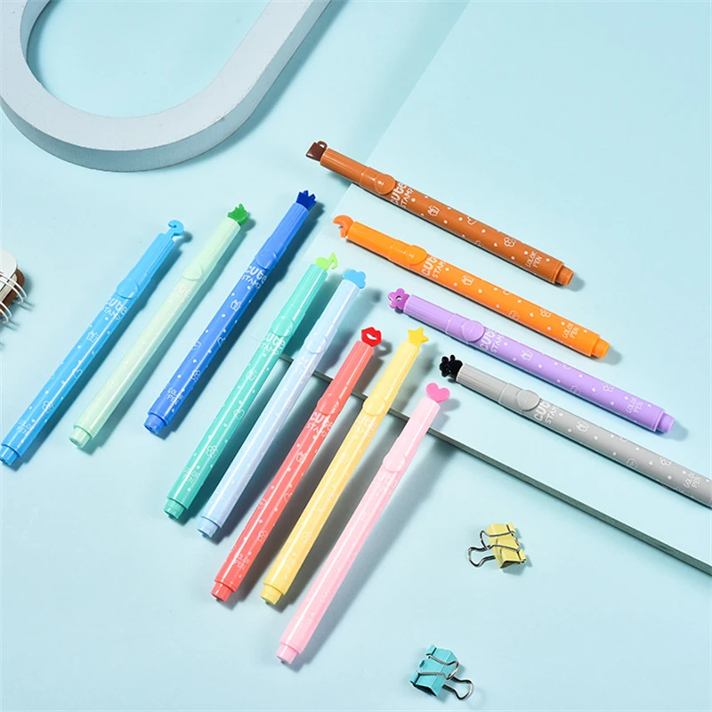 

Cute Candy Color Highlighters Inks Stamp Pen Creative Marker Pen school Supplies office Stationery Gifts for children