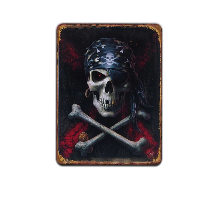 20x30cm Wall Stickers Rock Music Skull Head Shabby Chic Retro Metal Tin Sign Car Tire Shop Gas Oil Painting Antique Iron Poster | Дом и сад