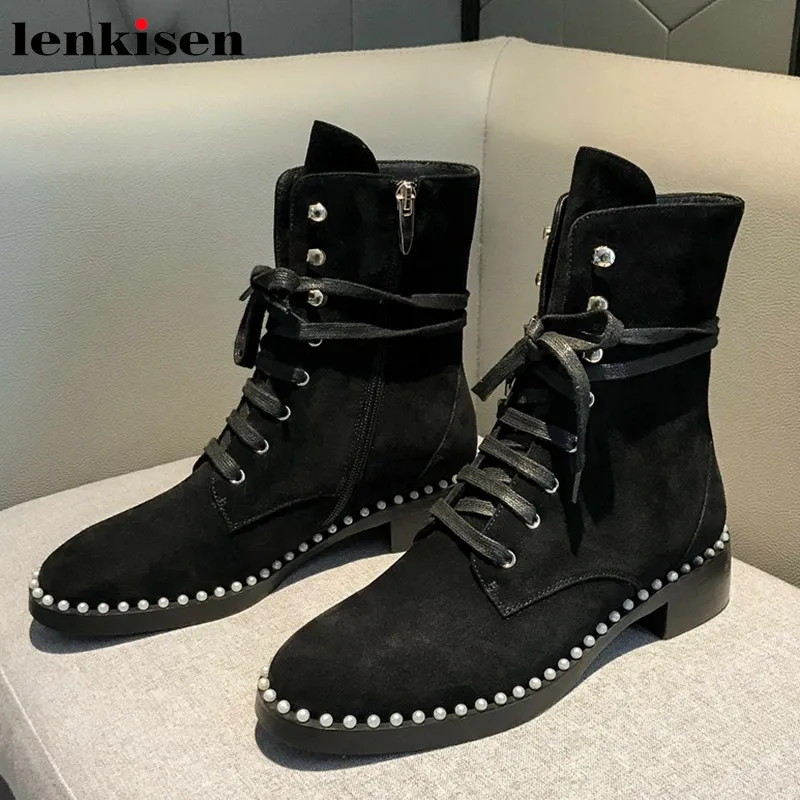 Женские сапоги из натуральной кожи с круглым носком на низком каблуке|Сапоги до