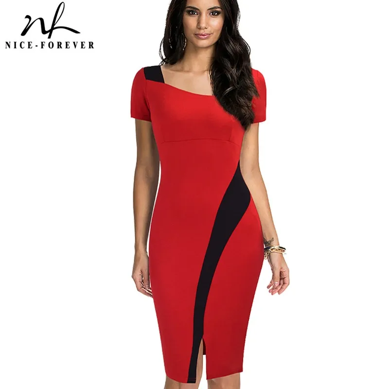 Женское винтажное Деловое платье Nice forever летнее облегающее и элегантное в стиле