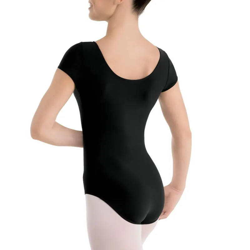 Женский балетный купальник с коротким рукавом и круглым вырезом летний костюм из