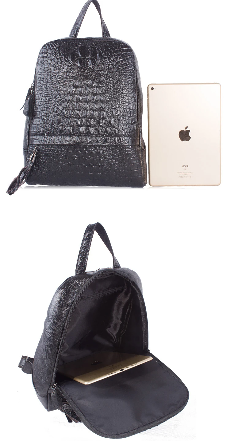 Genuine Leather Alligator Women Backpacks New Luxury Brand Female Real Natural Leather Ladies Girl Student Casual Backpack