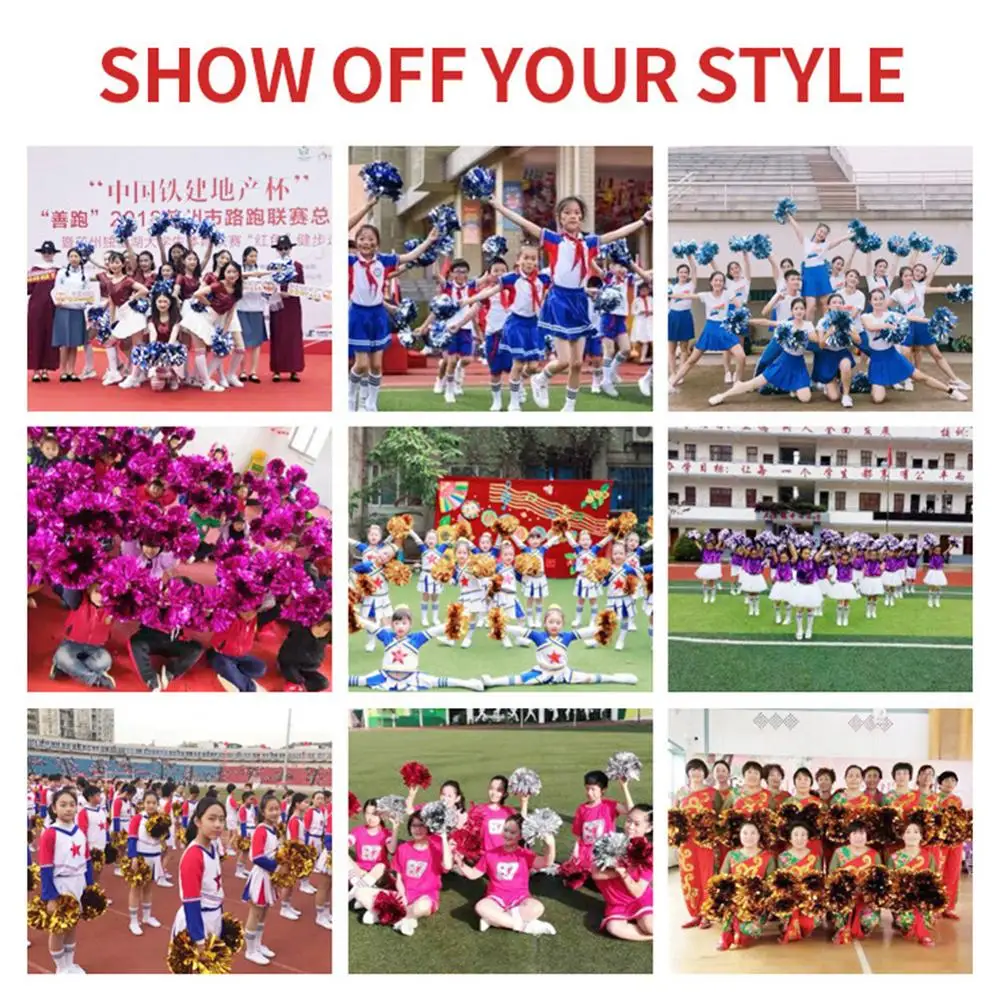 

1 Pc Colorfast Metallic Cheerleader Pom Poms Ring Cheerleading Pompoms Cheer Pom Majorettes Hand Flower Aerobics Balls Sports