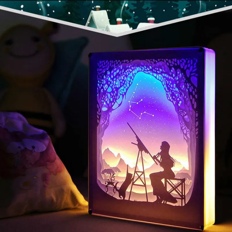 Новинка ночной Светильник Totoro атмосферная лампа из бумаги 3D художественная