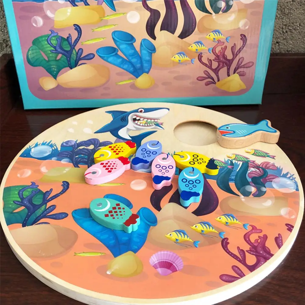 Магнитные деревянные Рыбалка настольная игра письмо вылова рыбы рассчитывать