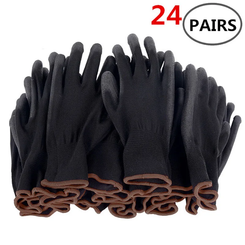 

6-24 pairs of nitrile safety coated work gloves, PU gloves and palm coated mechanical work gloves, obtained CE EN388