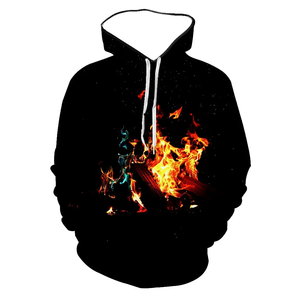

3d Design Blue Flame Cool Personality Hoodie Men'S Autumn And Winter Sports Hooded Long-Sleeved Sweater 2021 New