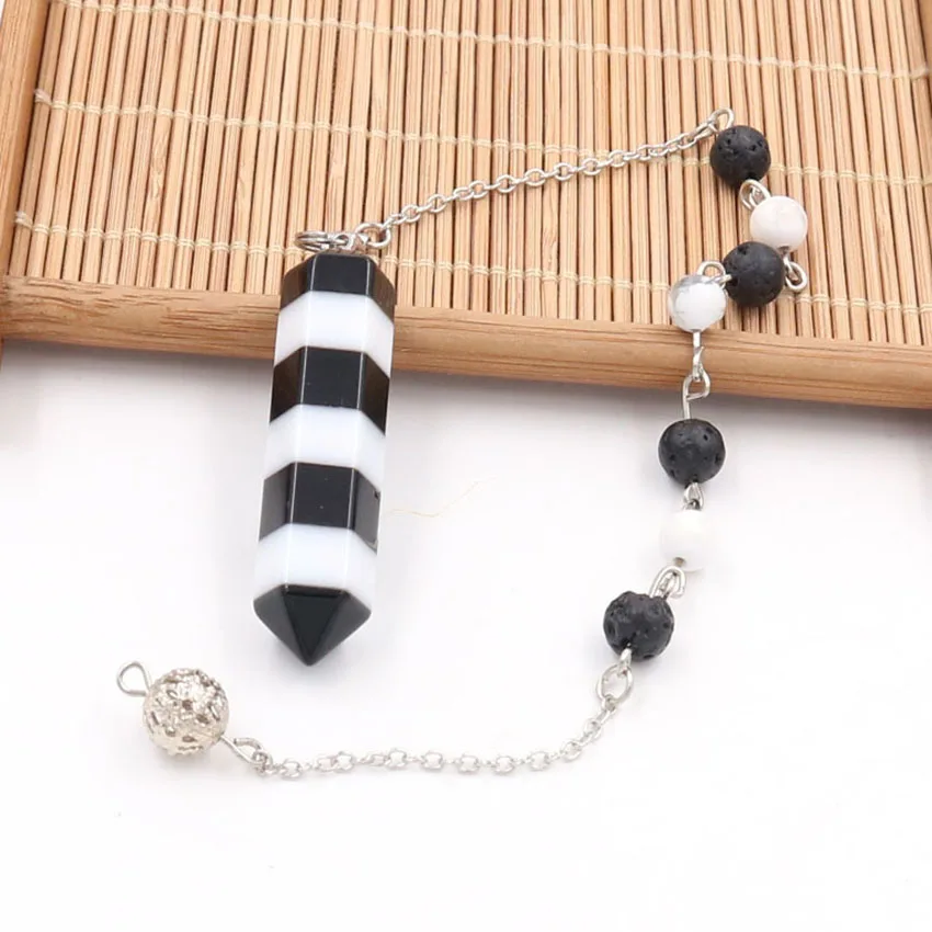 FYSL с серебряным покрытием Слои Черный и белый Шестигранная каменная колонна