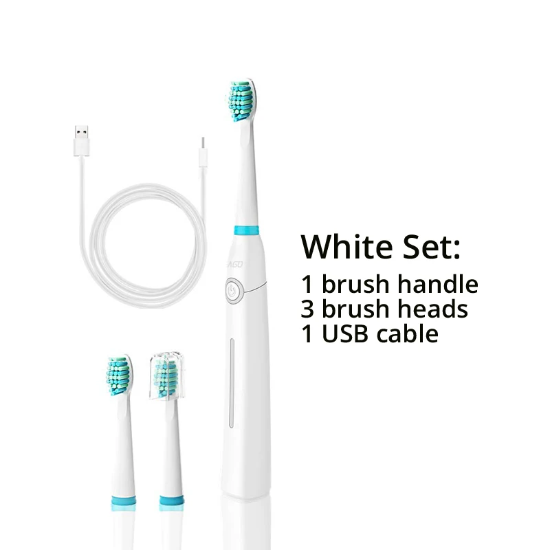 White 1 pc Seago акустическая волна электрическая зубная щетка Ультра звуковая вибрация 5 режимов Мощный Чистый Отбеливание зубов 1 ручка 3 головки - Цвет: White 1 pc