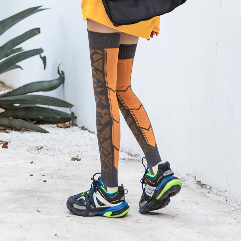 Keep Thermal Cotton Yoga Socks Women Trainee Wear Over-knee Long Bottom Anti-slip Dot fit Pilates Exercise Stockings | Спорт и