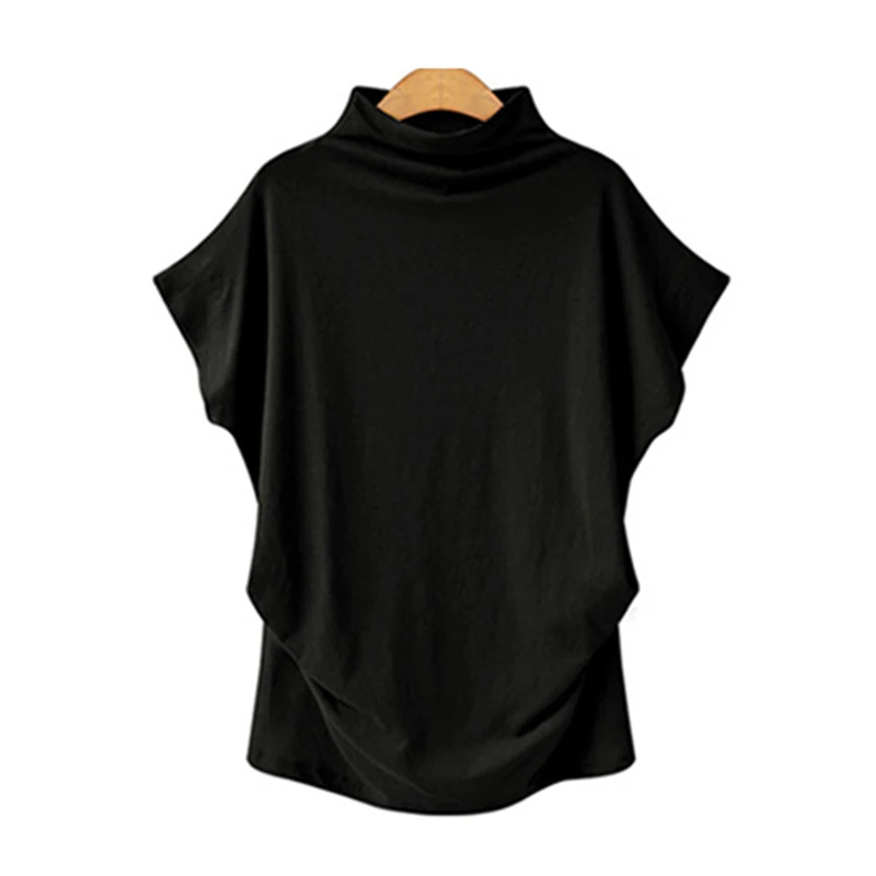 

Jocoo Jolee Women Casual Turtleneck Short Batwing Sleeve Blouse Female Cotton Solid Plus Size Tops Ladies Shirt 2020 Clothing