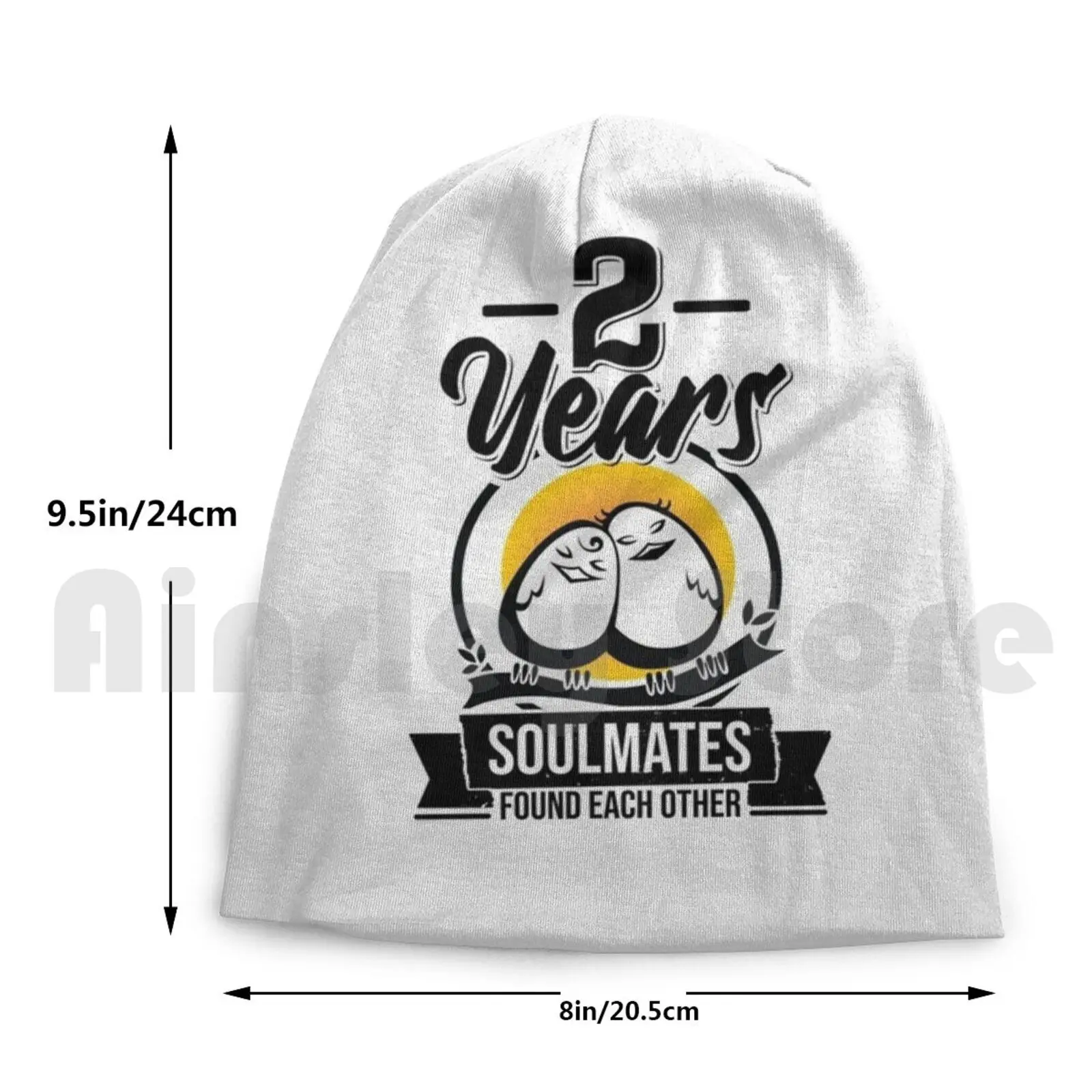 

2 Years With My Soulmate! Beanies Knit Hat Hip Hop 2nd Anniversary 2 Years Couple 2 Years Together Couple