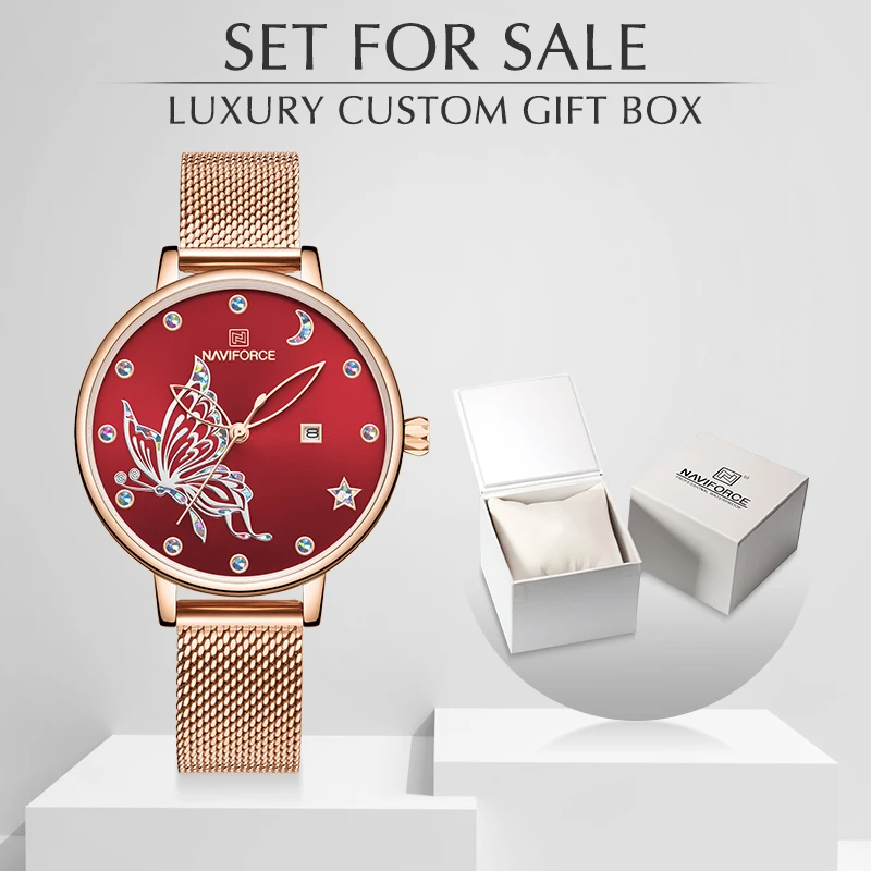 Женские часы с коробкой NAVIFORCE топ люксовый бренд повседневные кварцевые женские