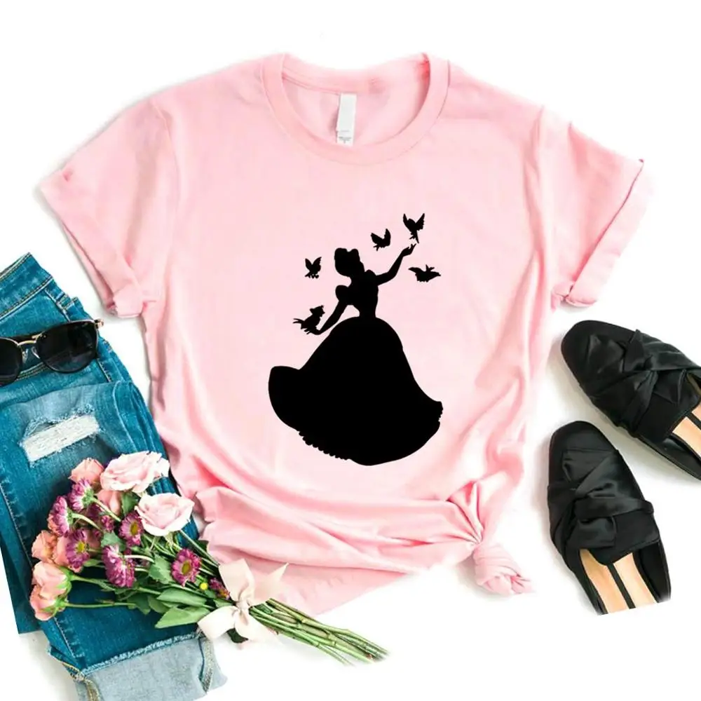 Женская футболка с принтом птицы и принцессы хлопковая хипстерская забавная