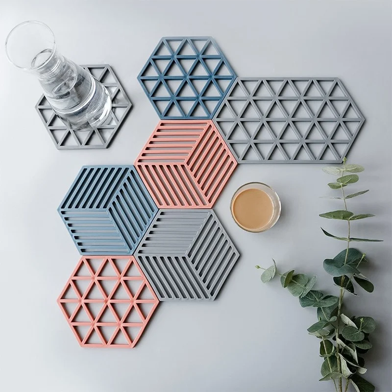 

Silicone Insulating Table Mat Hex Coaster Insulating Bowl Home Decor Desk GUANYAO 1pc