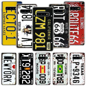 Retro License Plate Number 66 Phone Case For Samsung Galaxy S20 FE S10 Plus S21 S22 Ultra S10E S9 S8