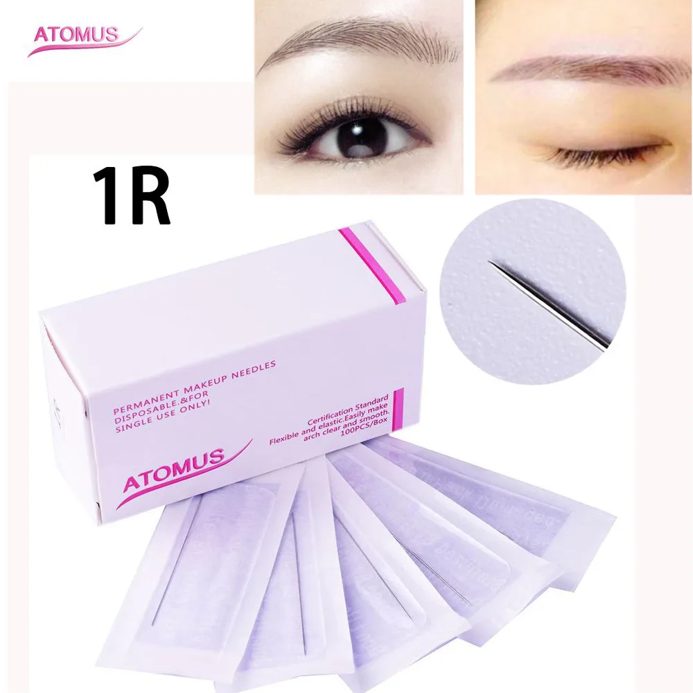 

100Pcs Disposable Sterilized Professional Tattoo Needles 1R For Tattoo Eyebrow Pen Machine Permanent Makeup Machines#C