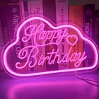 Неоновая светодиодная вывеска на заказ, баннер с днем рождения, украшение с USB, украшение для вечерние, дома, гостиной, светодиодный ная лампа для детской вечеринки