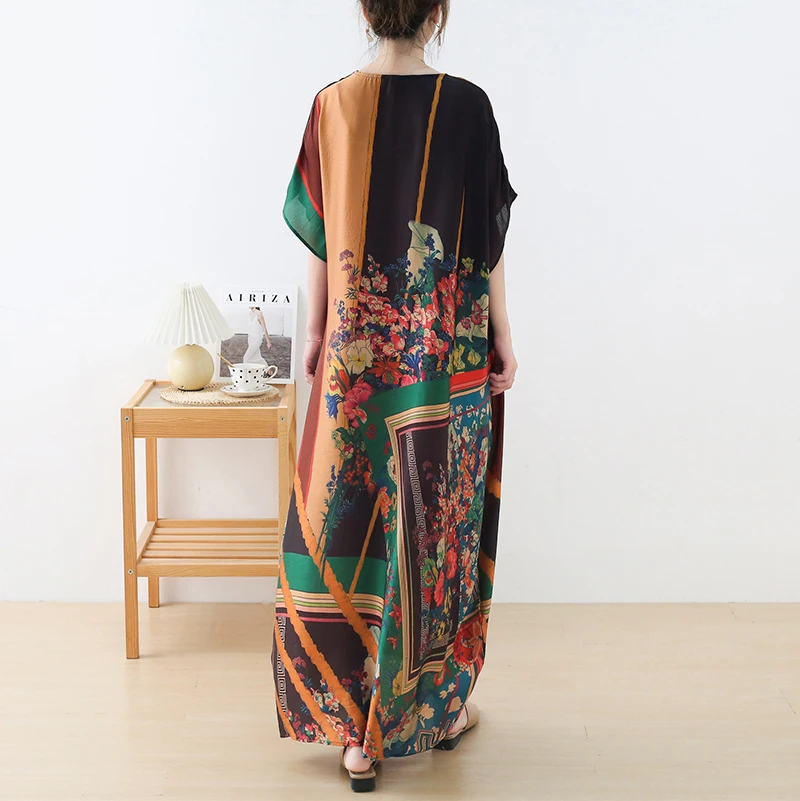 Платье-Макси женское летнее с цветочным принтом пляжный модвечерние вечерний