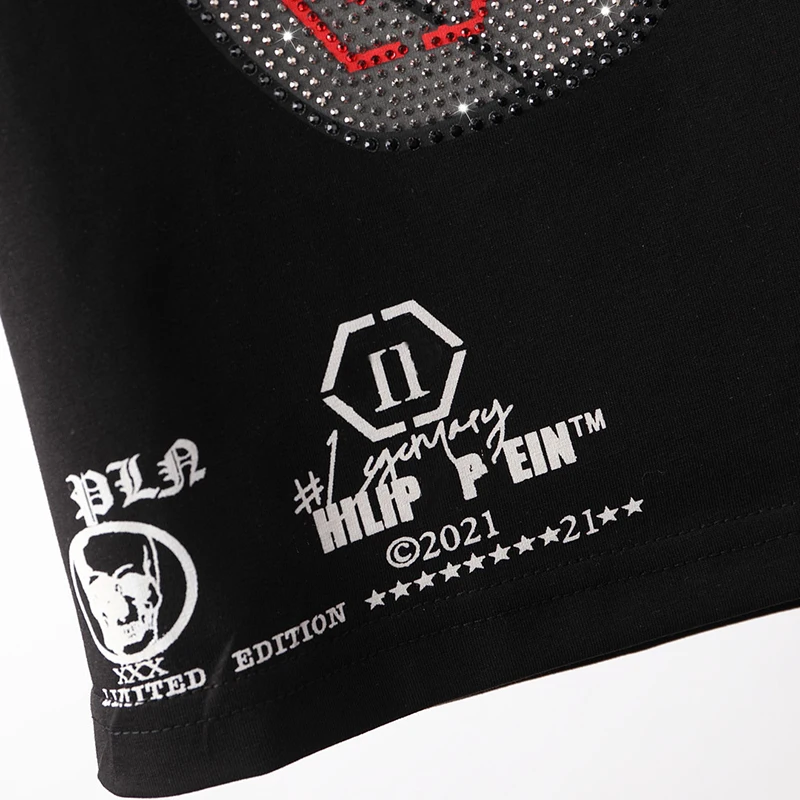 qp philipp plein brand rhinestone t shirts large m 3xl mens round neck tops cool bear pp hot drill fashion mens short t shirts free global shipping