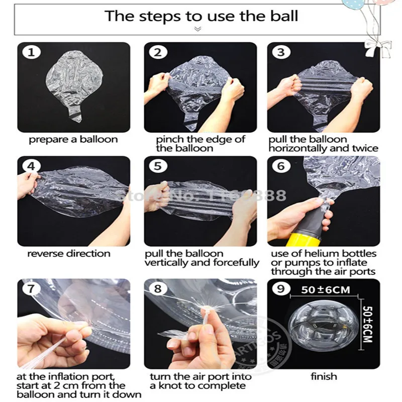 5 шт./лот 18 дюймов украшенные разноцветными кристаллами круглый шар Bobo прозрачный