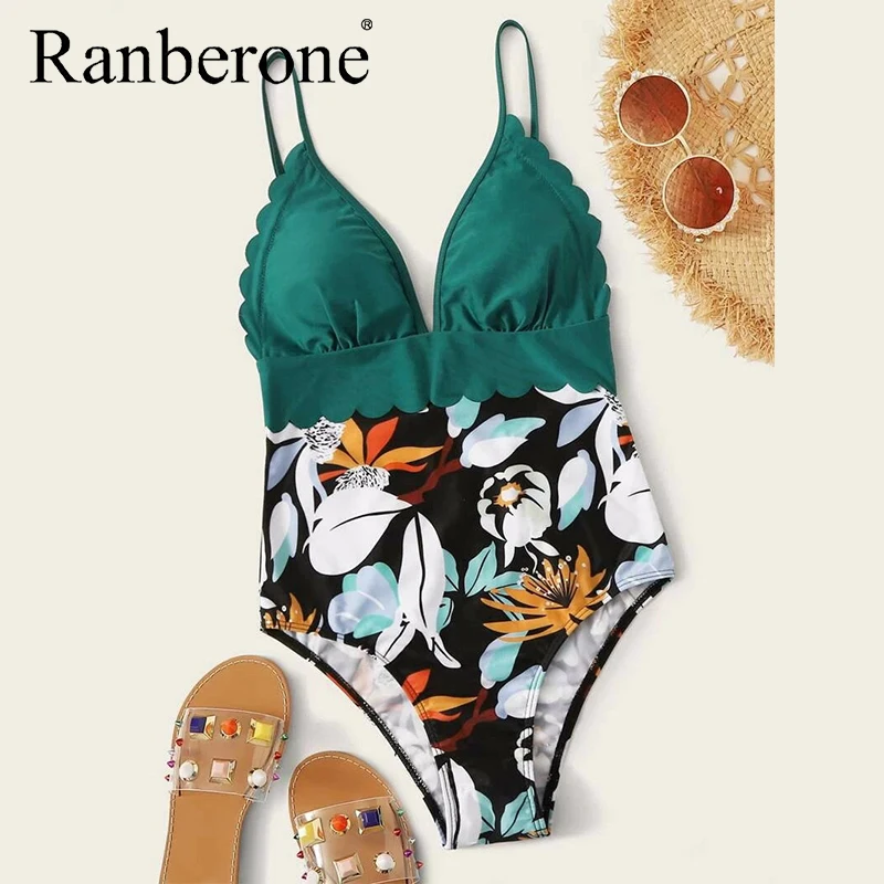 2020 Sexy Ruffle Swimwear Women Deep-V Bathing Suits One Piece Swimsuit Push Up Beach Wear Back Buckle Women Sports Swim Suit