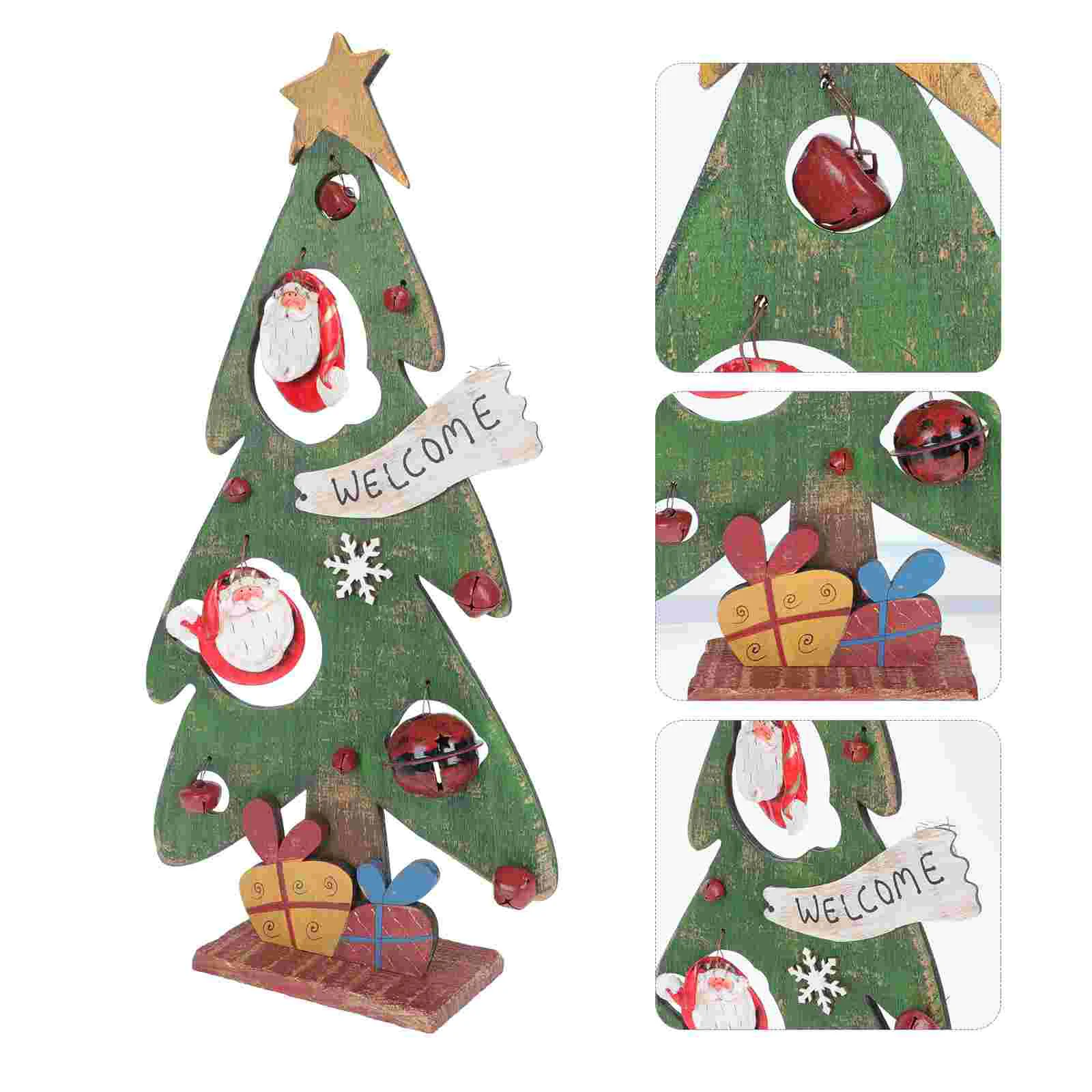 

1pc Christmas Tree Adornment Desktop Wooden Decor Wood Craft Xmas Ornament