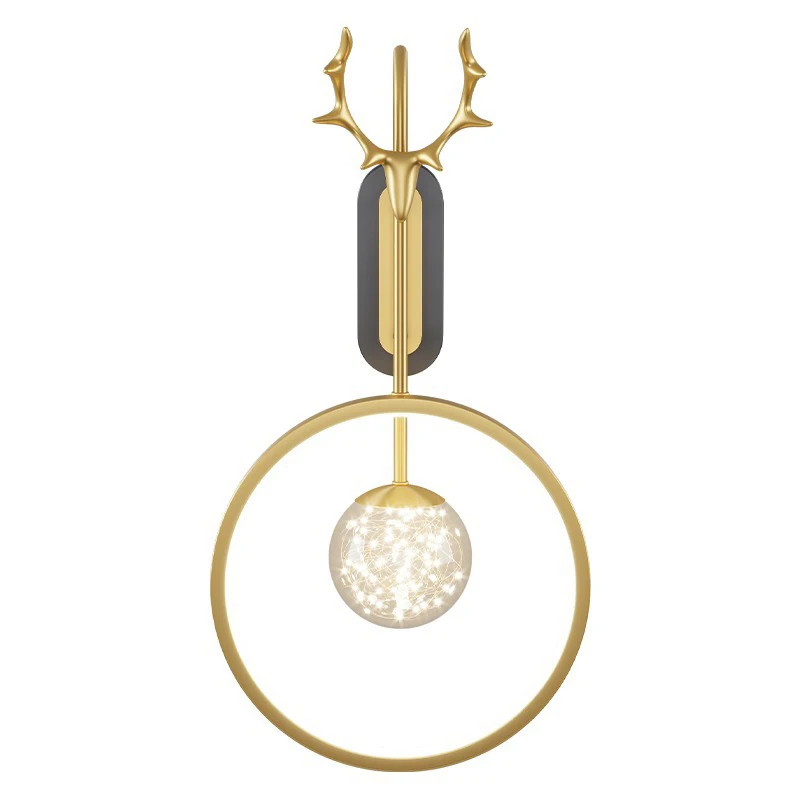 Настенный светодиодный светильник в скандинавском стиле с оленем золотистые