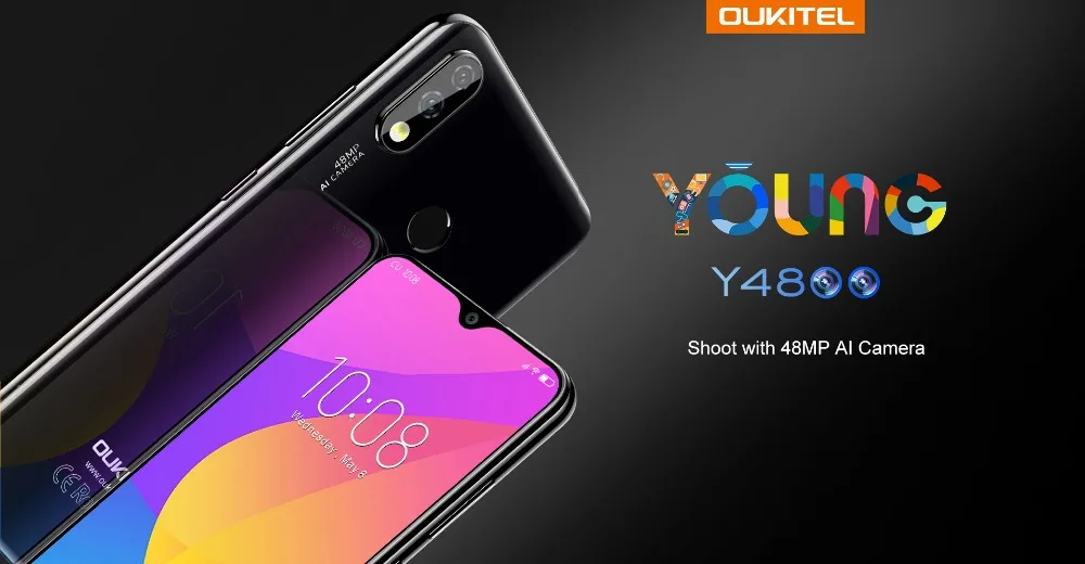 Мобильный телефон OUKITEL Y4800 6," FHD+ Android 9,0, четыре ядра, 6 ГБ ОЗУ, 128 Гб ПЗУ, мобильный телефон, отпечаток пальца, 4000 мАч, смартфон для распознавания лица