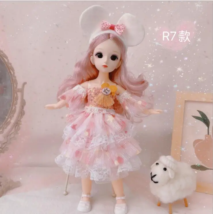 

30 Cm 1/6 BJD Doll fashion Dress Set 21 Movable Joint Makeup Cute Girl Brown Eyes Doll with Fashionable Skirt DIY Toy Gift