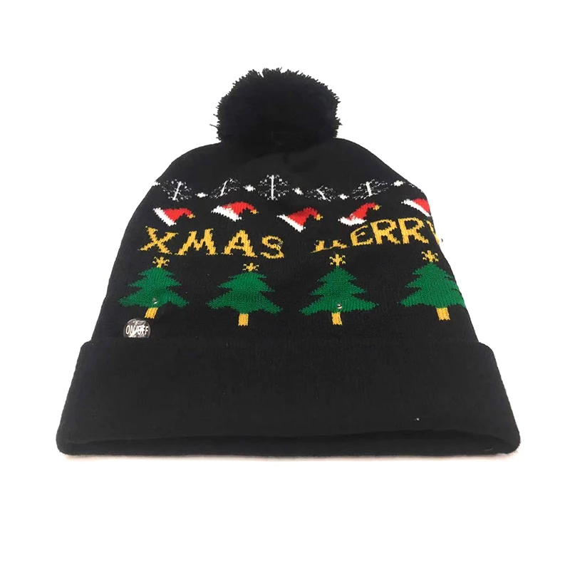 

Christmas Caps LED Light Up Beanie Ugly Christmas Sweater Christmas Hat Knitted Hat for Children Adult Christmas Party