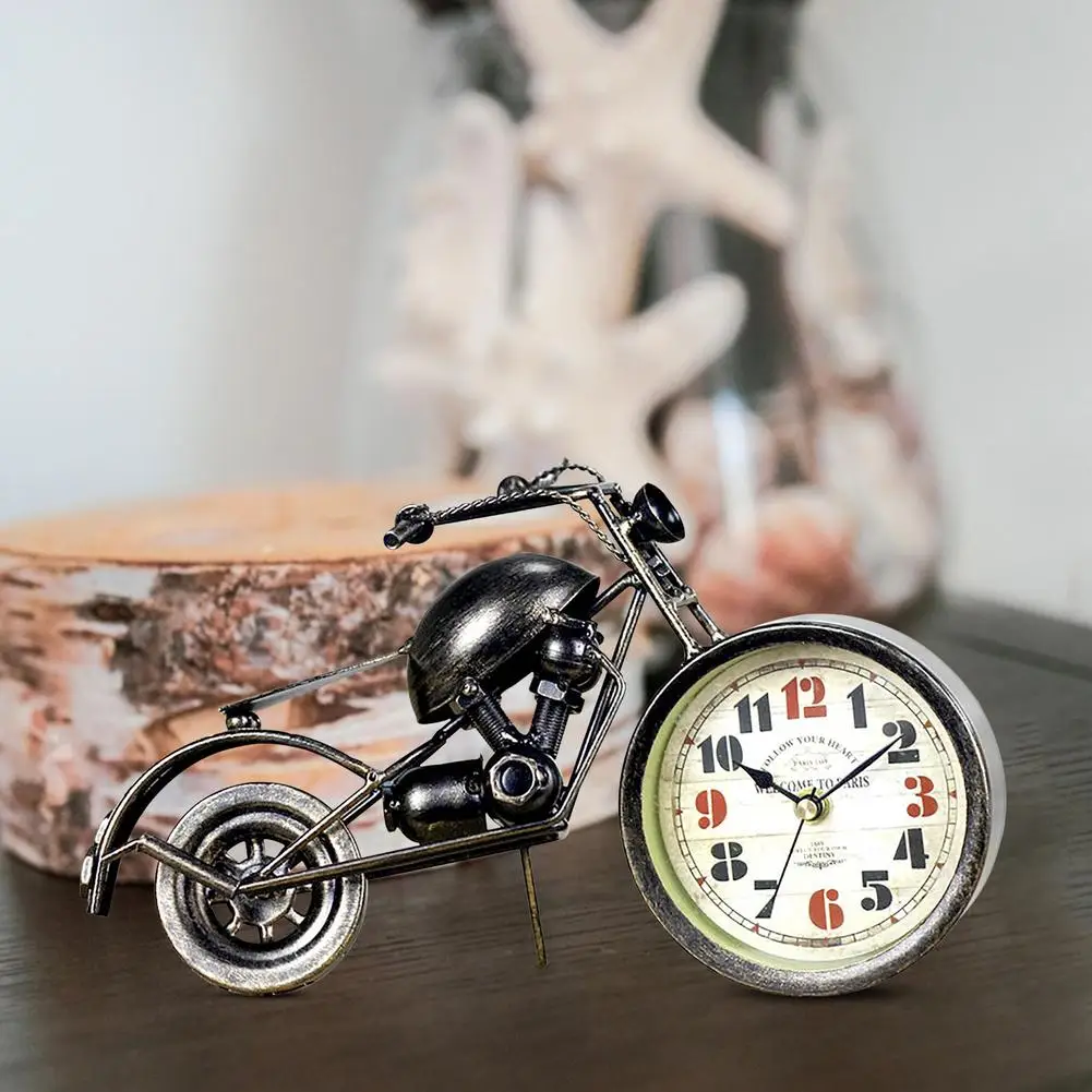 Часы для мотоцикла в ретро стиле настольные скульптурные Металлические ремесла