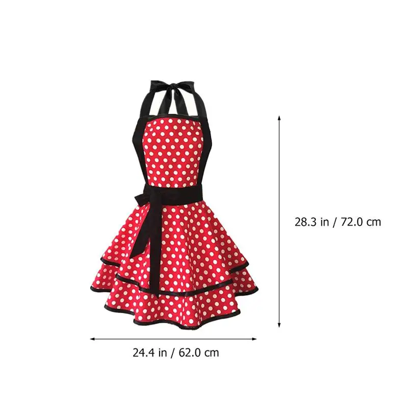 

Cotton Dot Pattern Double-Layer Apron Cooking Cleaning Work Apron for Home Hotel