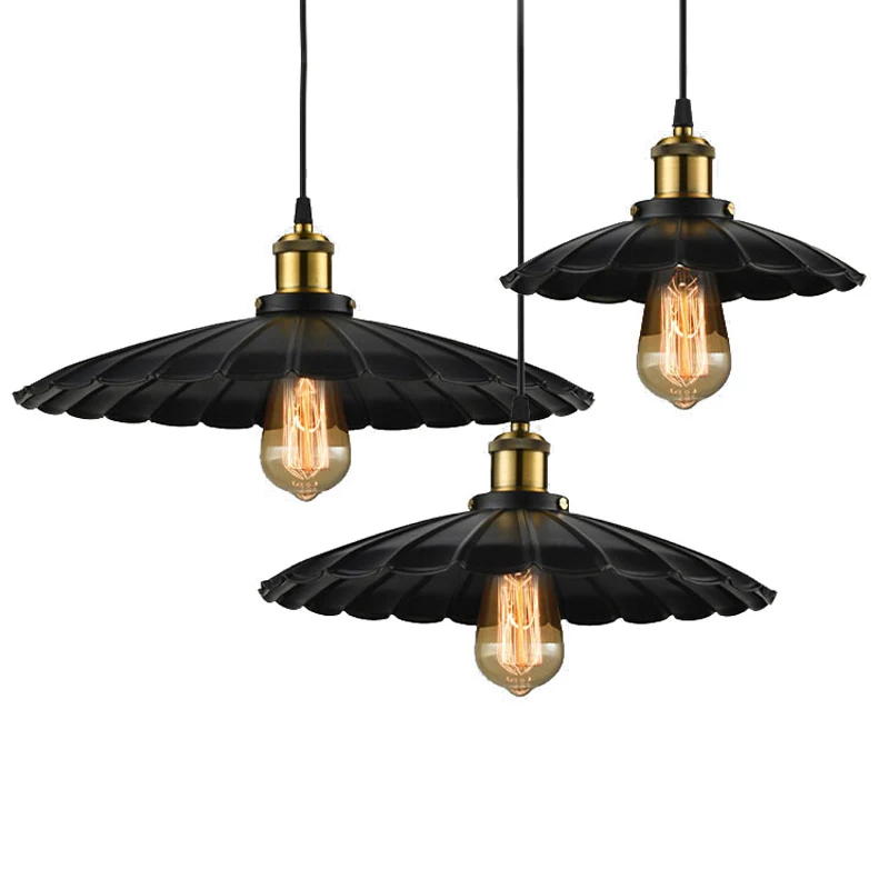 Черные подвесные светильники в стиле индастриал винтажные американские для
