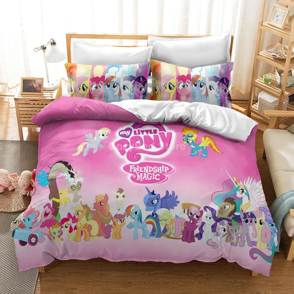 

Комплект постельного белья из мультфильма лошадь пони 3d комплект пододеяльника одеяло постельное белье Двойная Королева кинг один размер ...