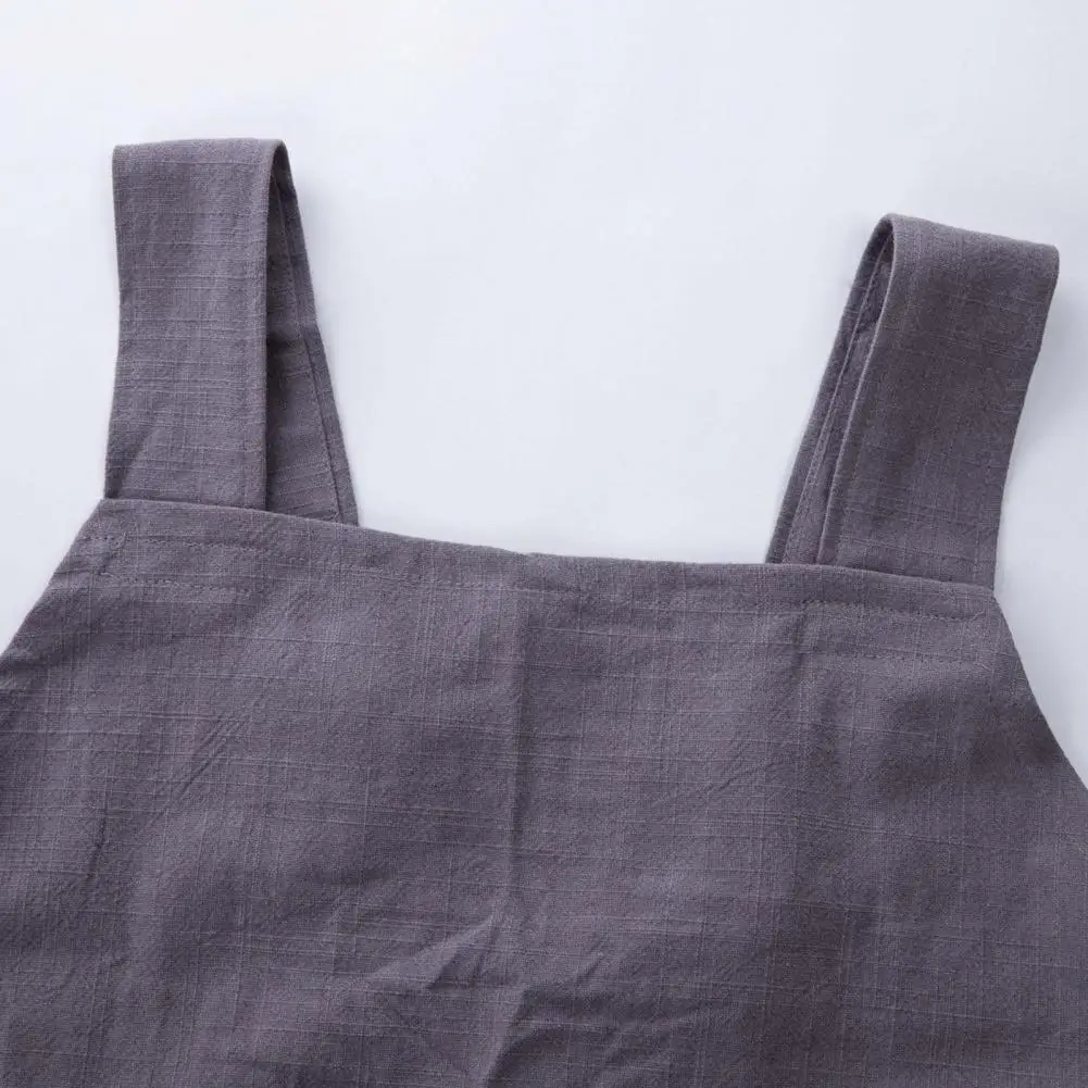 

Solid Color Anti-oil Cross Back Pockets Kitchen Cooking Apron without Waist Ties
