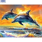 5D алмазная живопись, дельфин, животные, волны, морской пейзаж, полная Алмазная вышивка, Алмазная мозаика, Набор для вышивки крестиком, украшение 2020