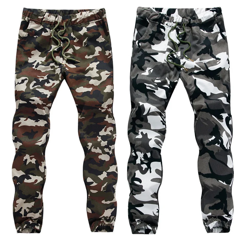 

Camuflagem Militar Jogger Calças Dos Homens 2021 Algodão Puro Primavera Outono Lápis Harem Pant Confortável Camo Corredores