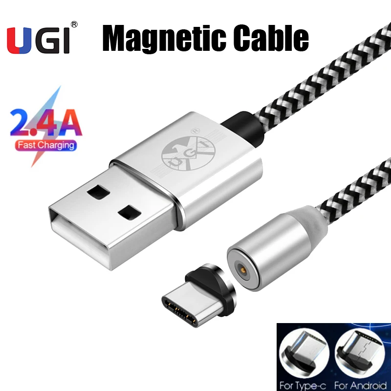 

Магнитные кабели UGI 360 °, кабель для быстрой зарядки, кабель Micro USB Type-C, кабель USB C для Xiaomi RedMi Tablet Silver, 1 м, 2 м, 3