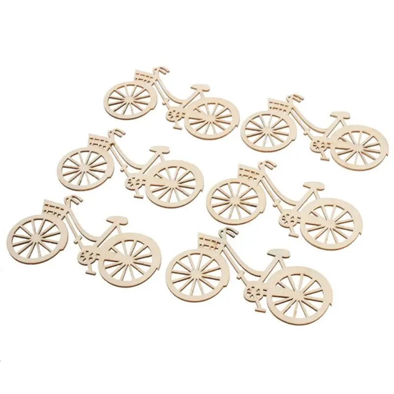 

B2RB 10pcs Wooden Bicycle Bike Cutout Veneers Slices DIY Crafting Ornament Theme Wedding Party Home Decoration Gift