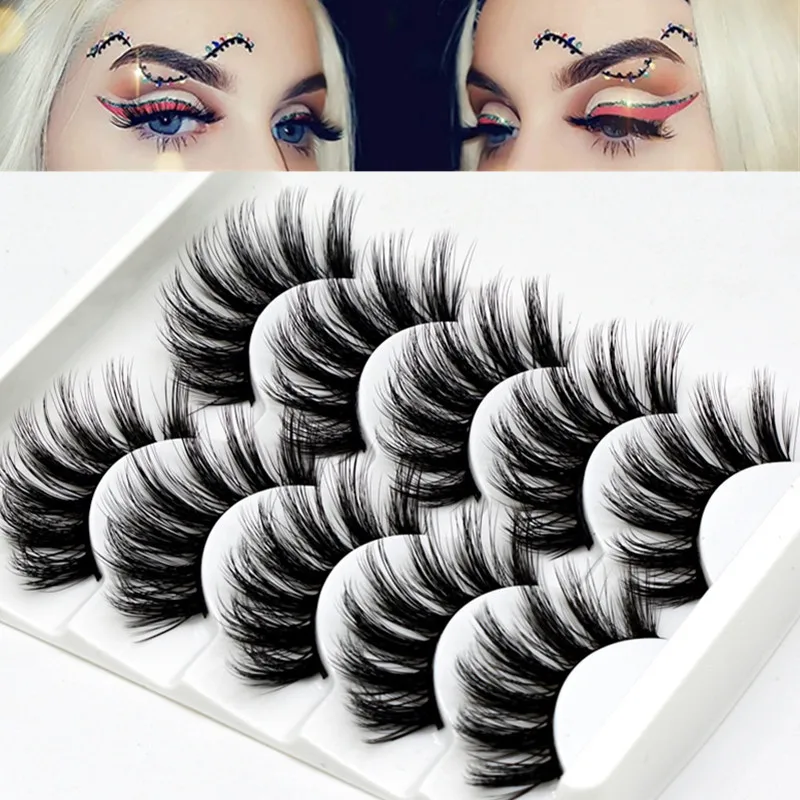 5 пар объемных накладных ресниц ручной работы мягкие норковые ресницы