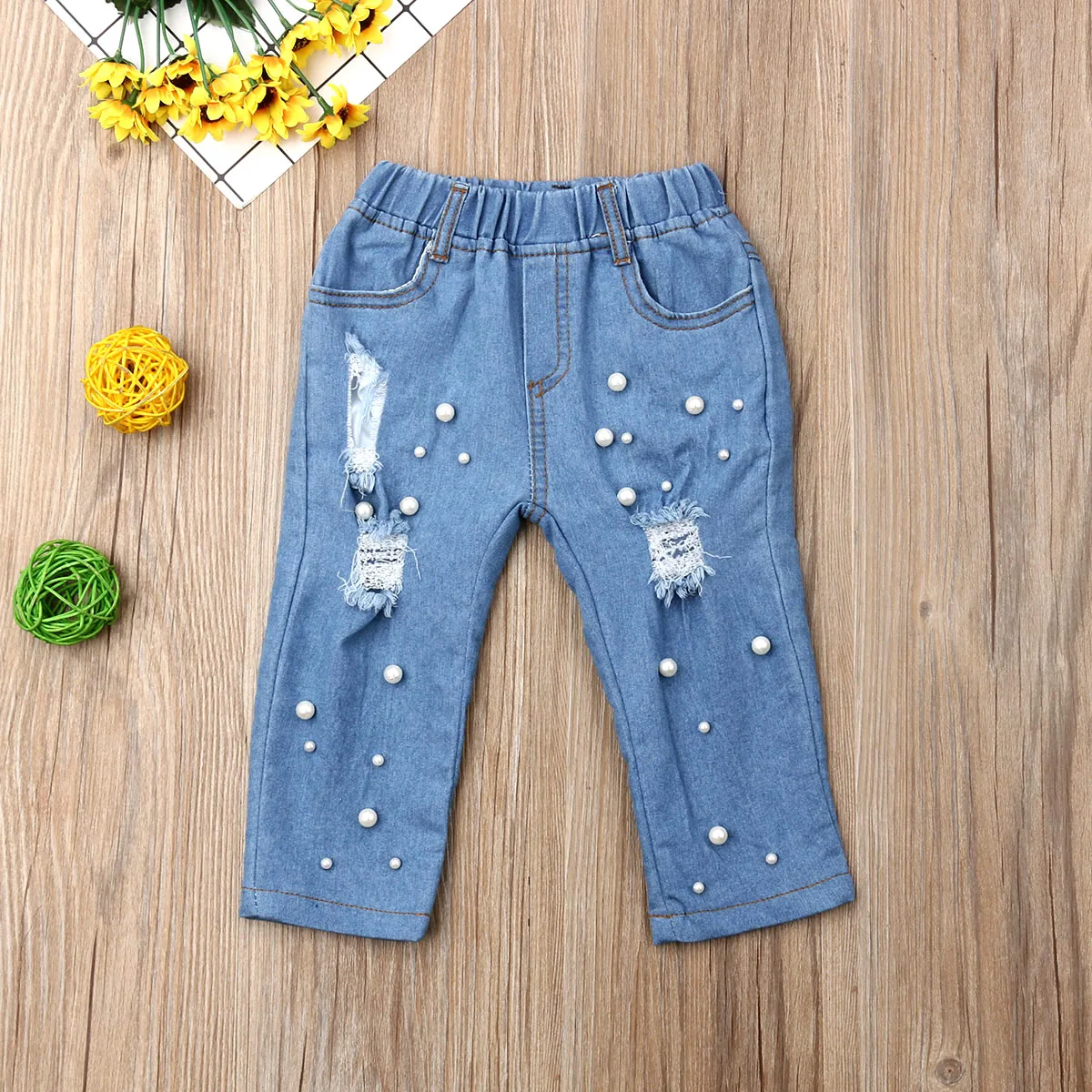 Брендовые новые детские брюки для девочек Летние повседневные однотонные джинсы