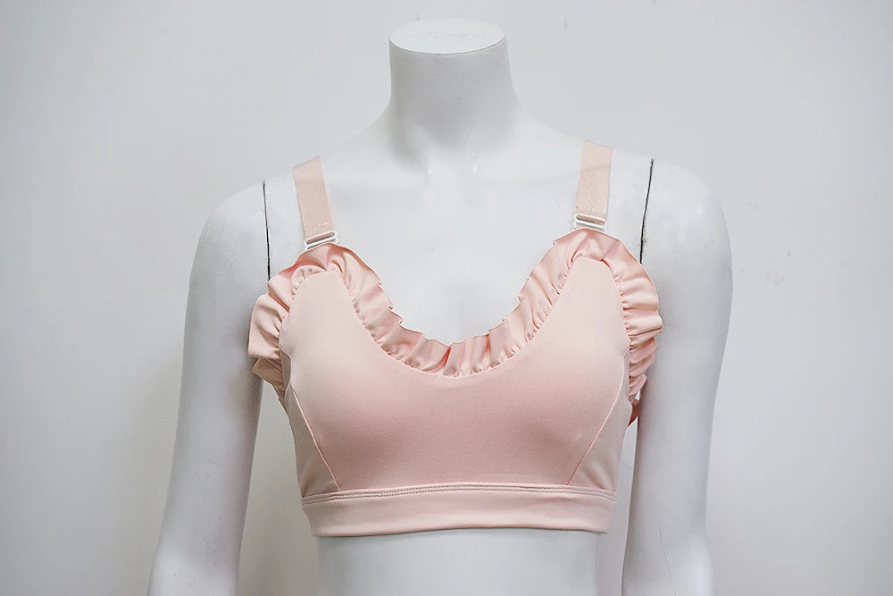 Pink bra High Street, черный, розовый комплект из 2 предметов, спортивный костюм, женский короткий топ с рюшами и штаны, подходящий комплект для фитнеса, женский спортивный костюм - Цвет: Pink bra