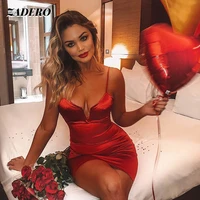 satin dress for women 2021 sexy deep v sleeveless backless evening party clubwear solid color slim strap mini dresses