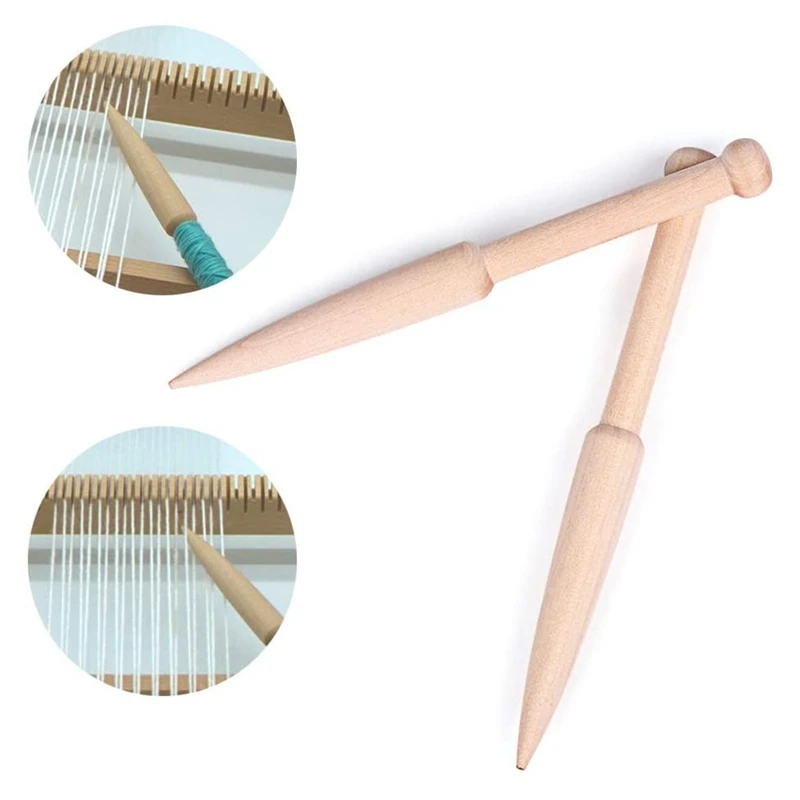 

3Pcs DIY Weaving Tool Wood Woven Sweater Scarf Tapestry Bobbin Stick Single Head Solid Crochet Hook DIY Loom Tools