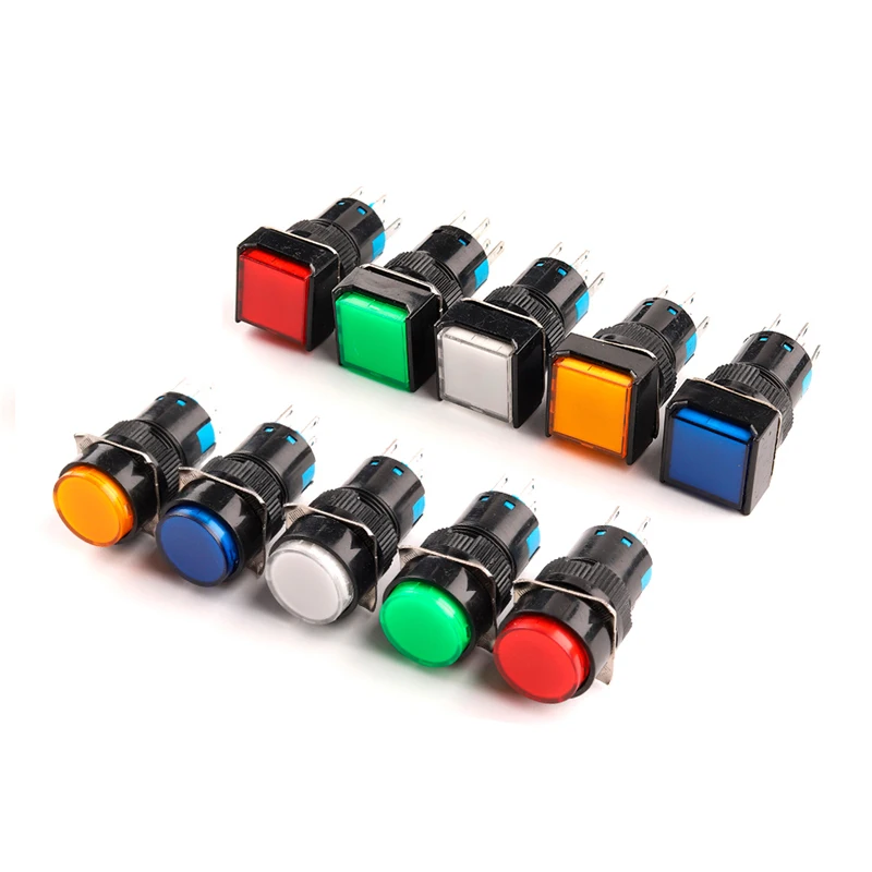 1PCS 16mm Power Push Button Switch 3 Pin 6 Pin Small
Square/Round/Rectangle Self-Locking Self-Reset Start Up Switch 3A/250V