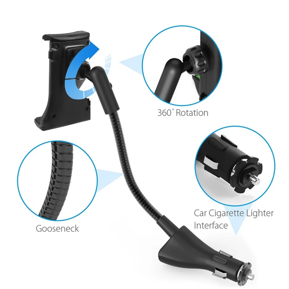 2021 adjustable car mount holder dual usb port car charger holder mount cigarette lighter for iphone samsung xiaomi cell phone free global shipping